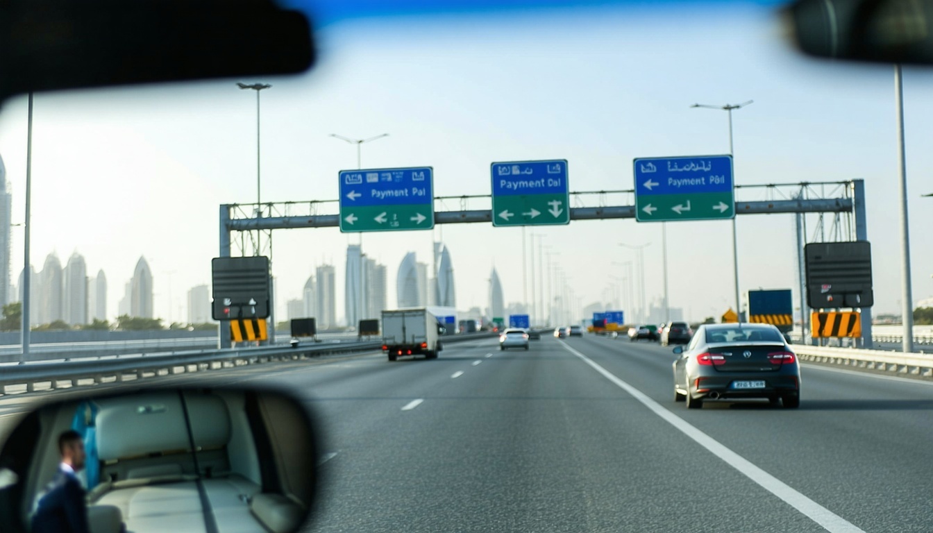 Mobile app interface for Dubai road toll payment